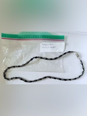 Magnetic Hematite Necklace Polished Gunmetal Beads Modern Minimalist Elegance 20